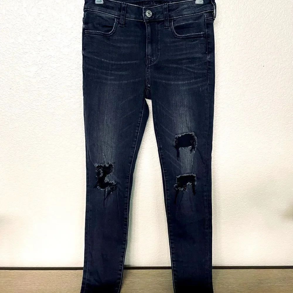 American Eagle Black Denim Next Level Stretch Skinny Jeans 4